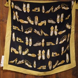 Beautiful silk scarf with contemporary shoe motif!